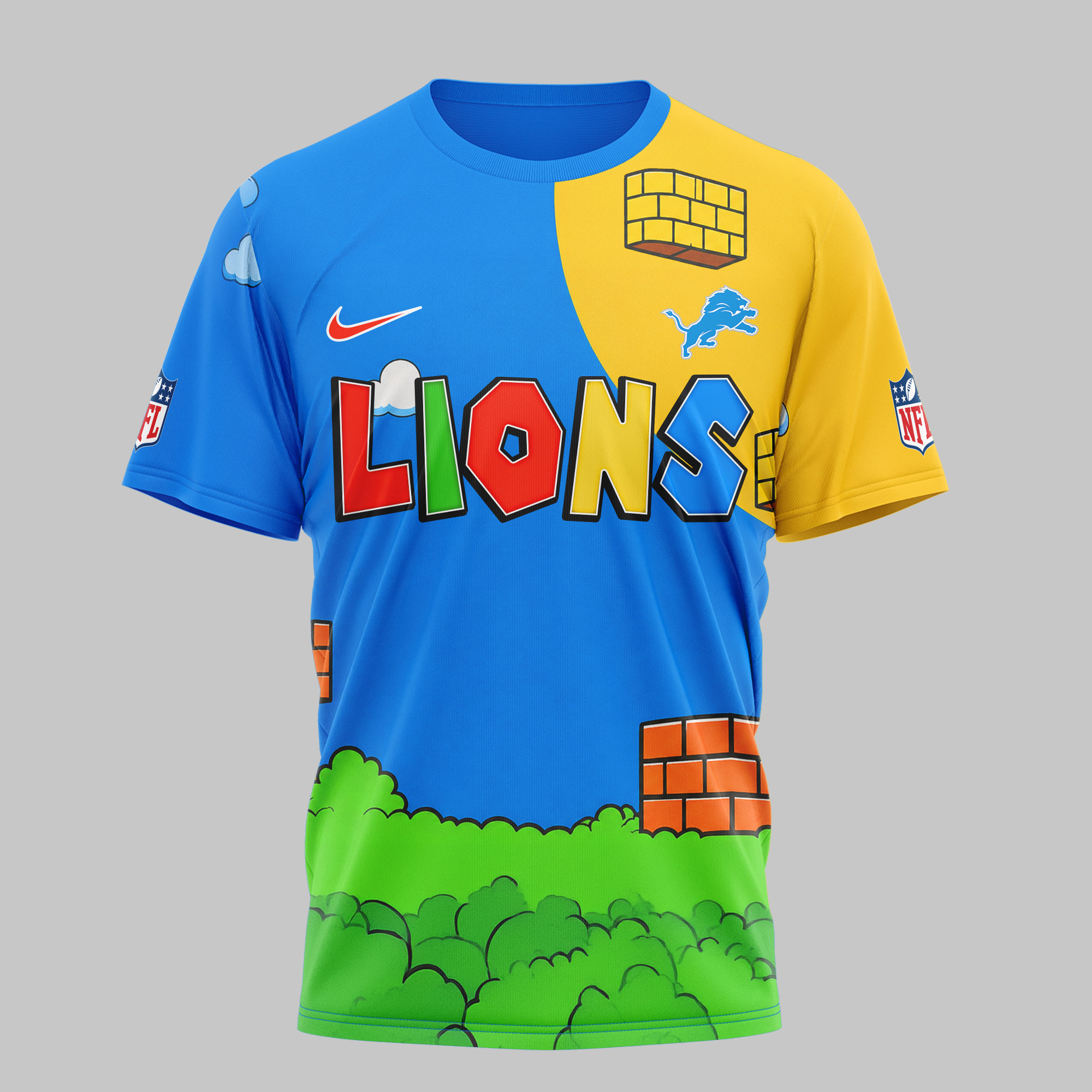 Detroit Lions | Premium NFL Its a Me Mario 3D Shirt - Image 4