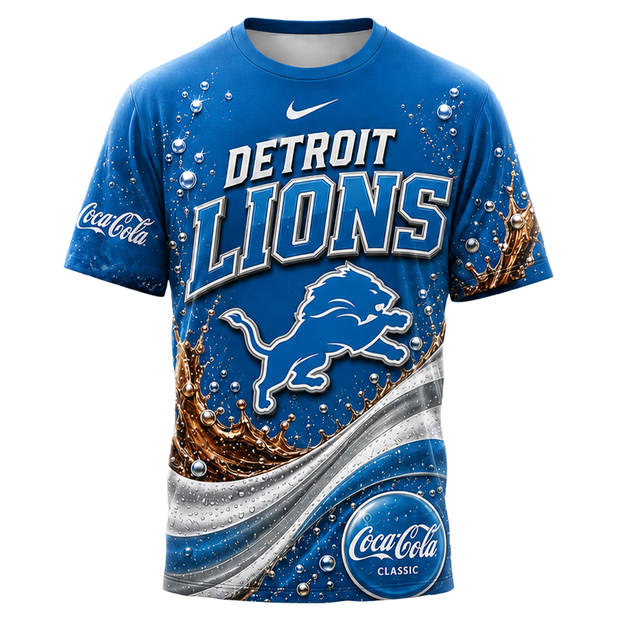 Detroit Lions | Premium NFL Coca Cola Summer 3D Shirt - Image 2
