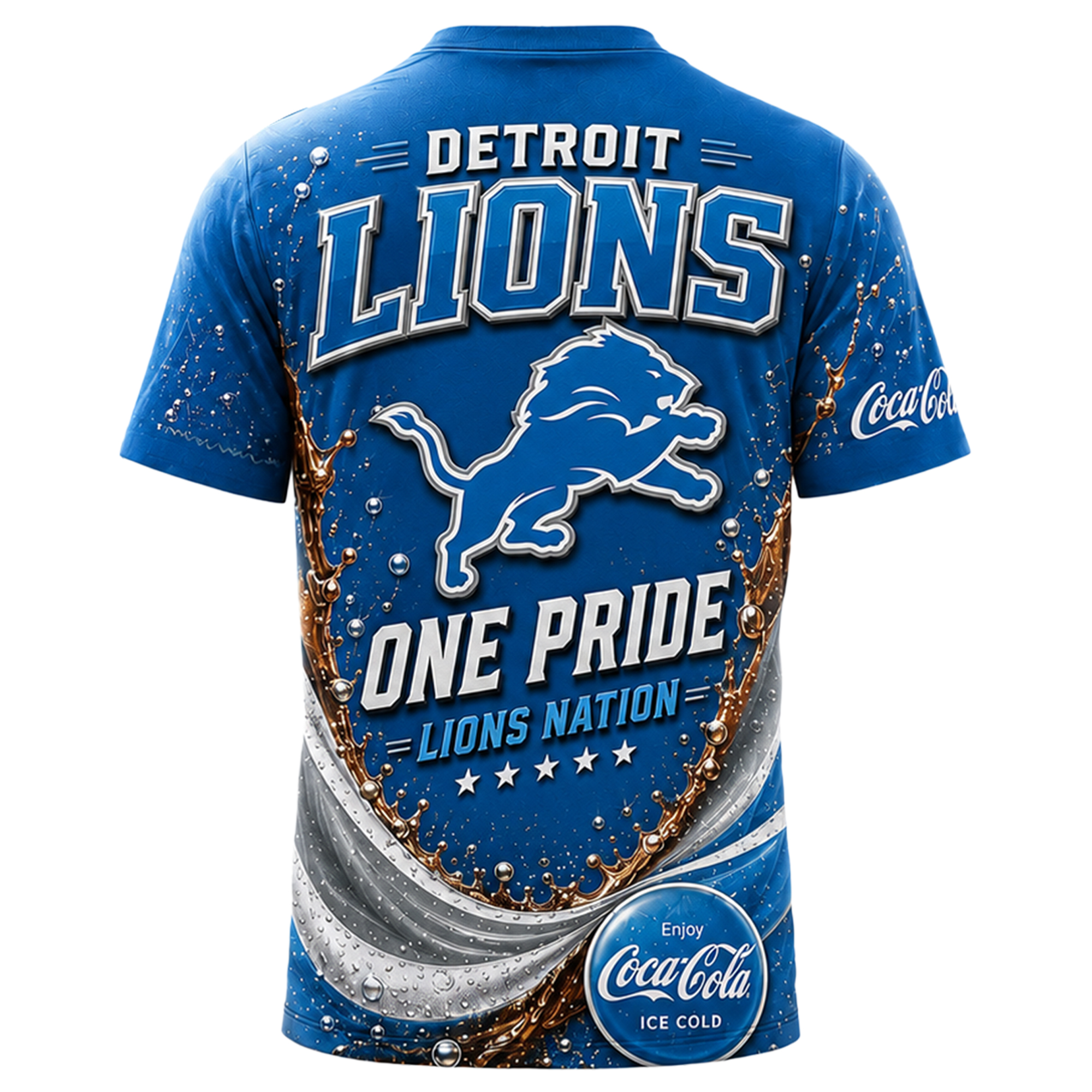 Detroit Lions | Premium NFL Coca Cola Summer 3D Shirt - Image 3
