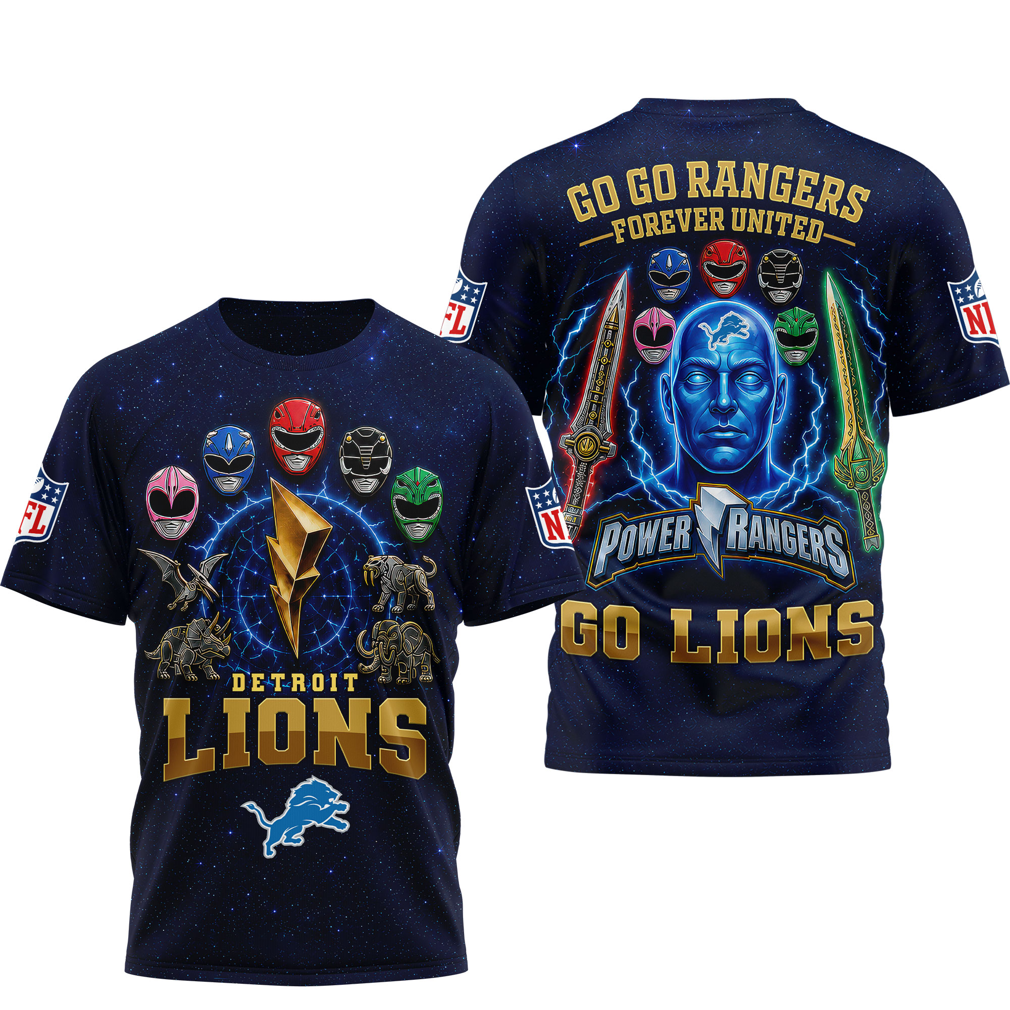 Detroit Lions | Premium NFL Go Go Rangers 3D Shirt - Image 2