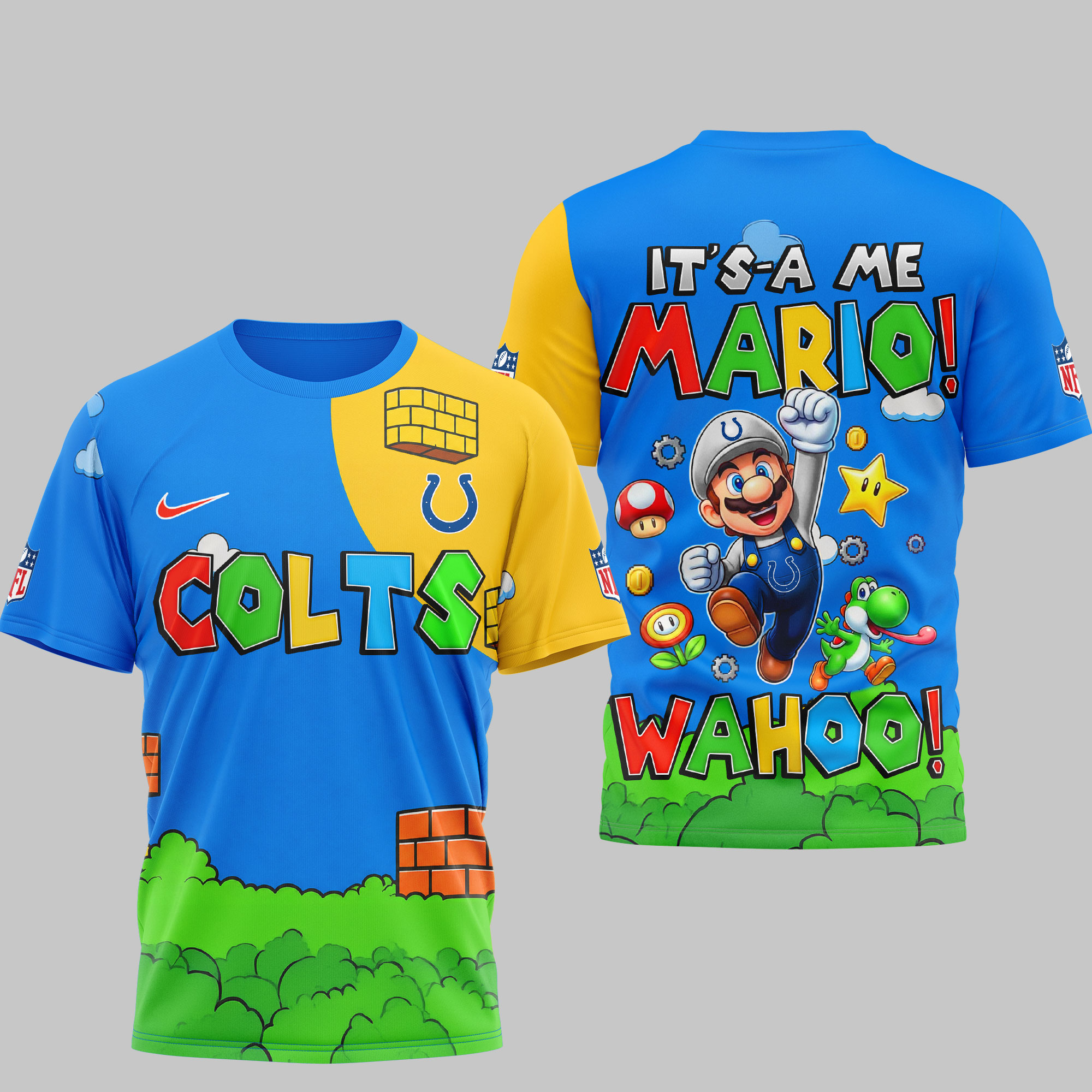 Indianapolis Colts | Premium NFL Its a Me Mario 3D Shirt - Image 2