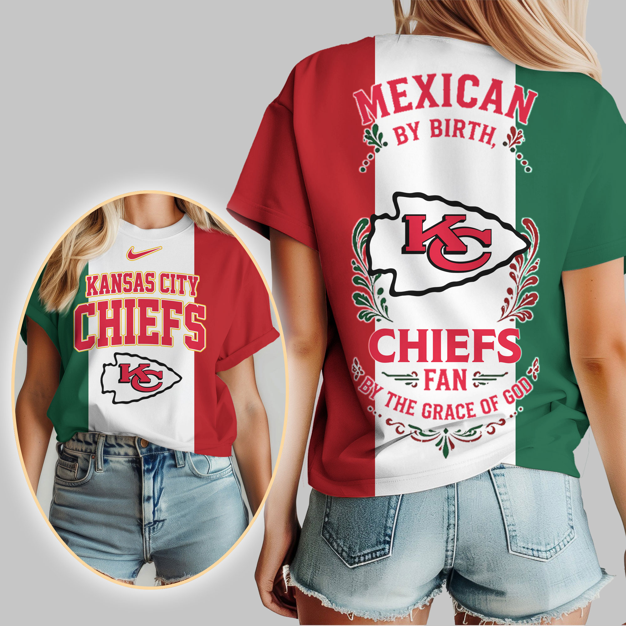 Kansas City Chiefs | Premium NFL Mexican By Birth Women Shirt - Image 2