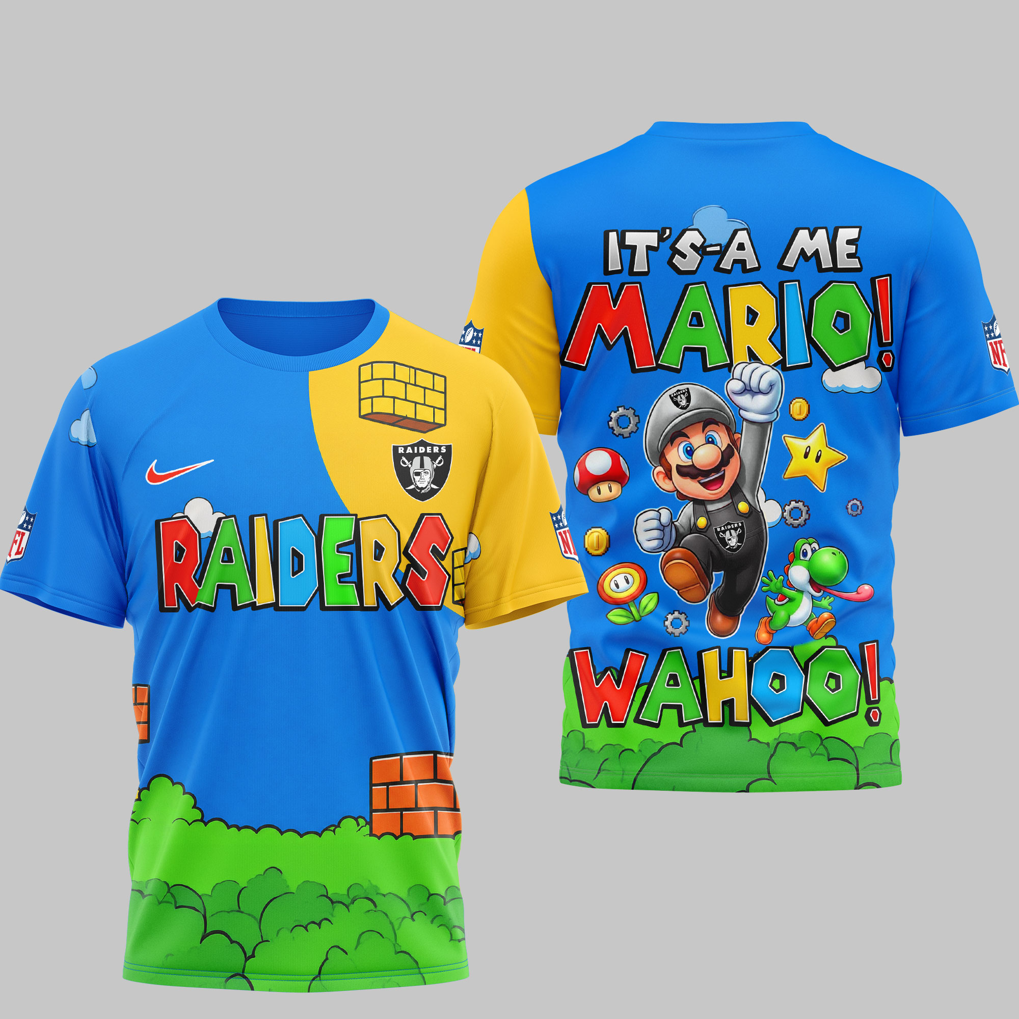 Las Vegas Raiders | Premium NFL Its a Me Mario 3D Shirt - Image 2
