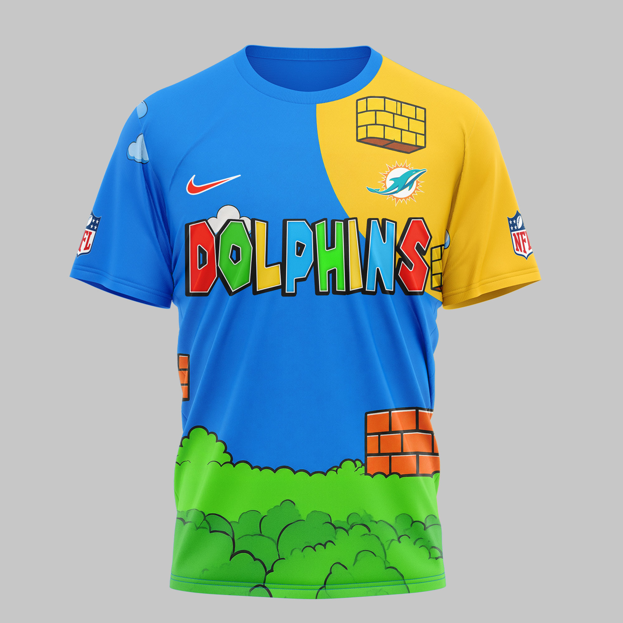 Miami Dolphins | Premium NFL Its a Me Mario 3D Shirt - Image 4
