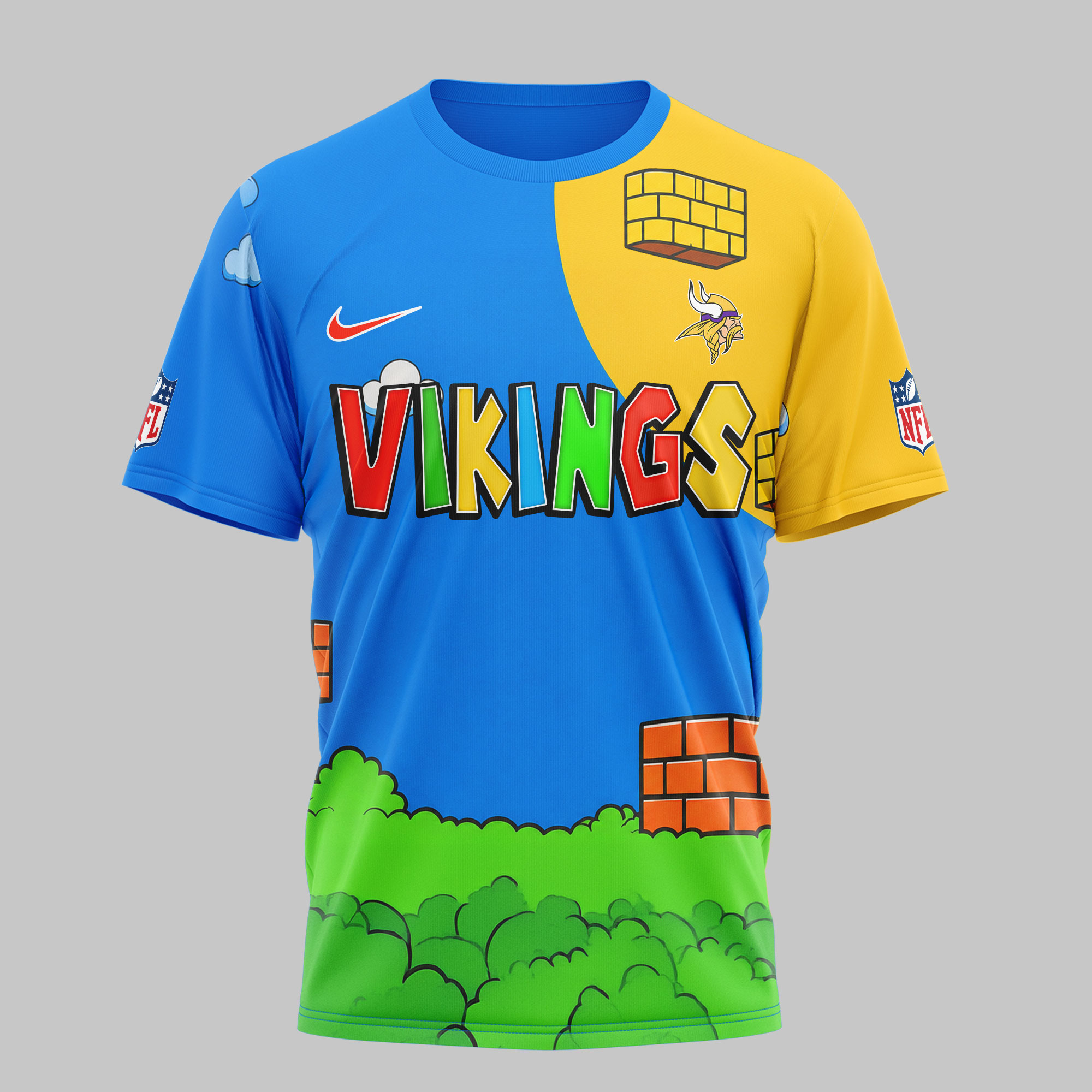 Minnesota Vikings | Premium NFL Its a Me Mario 3D Shirt - Image 4