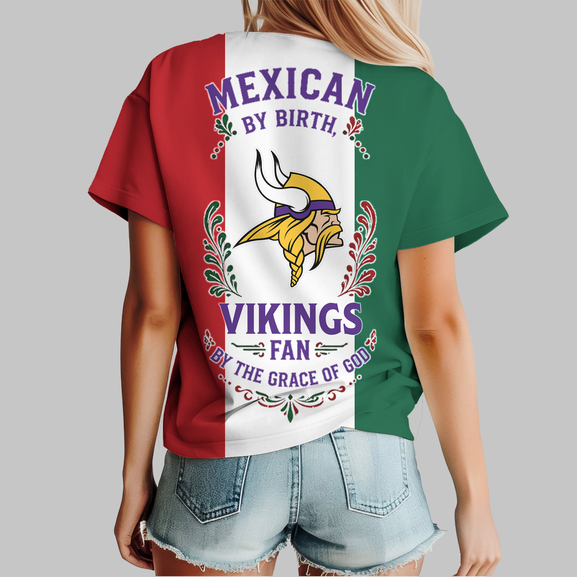 Minnesota Vikings | Premium NFL Mexican By Birth Women Shirt - Image 4