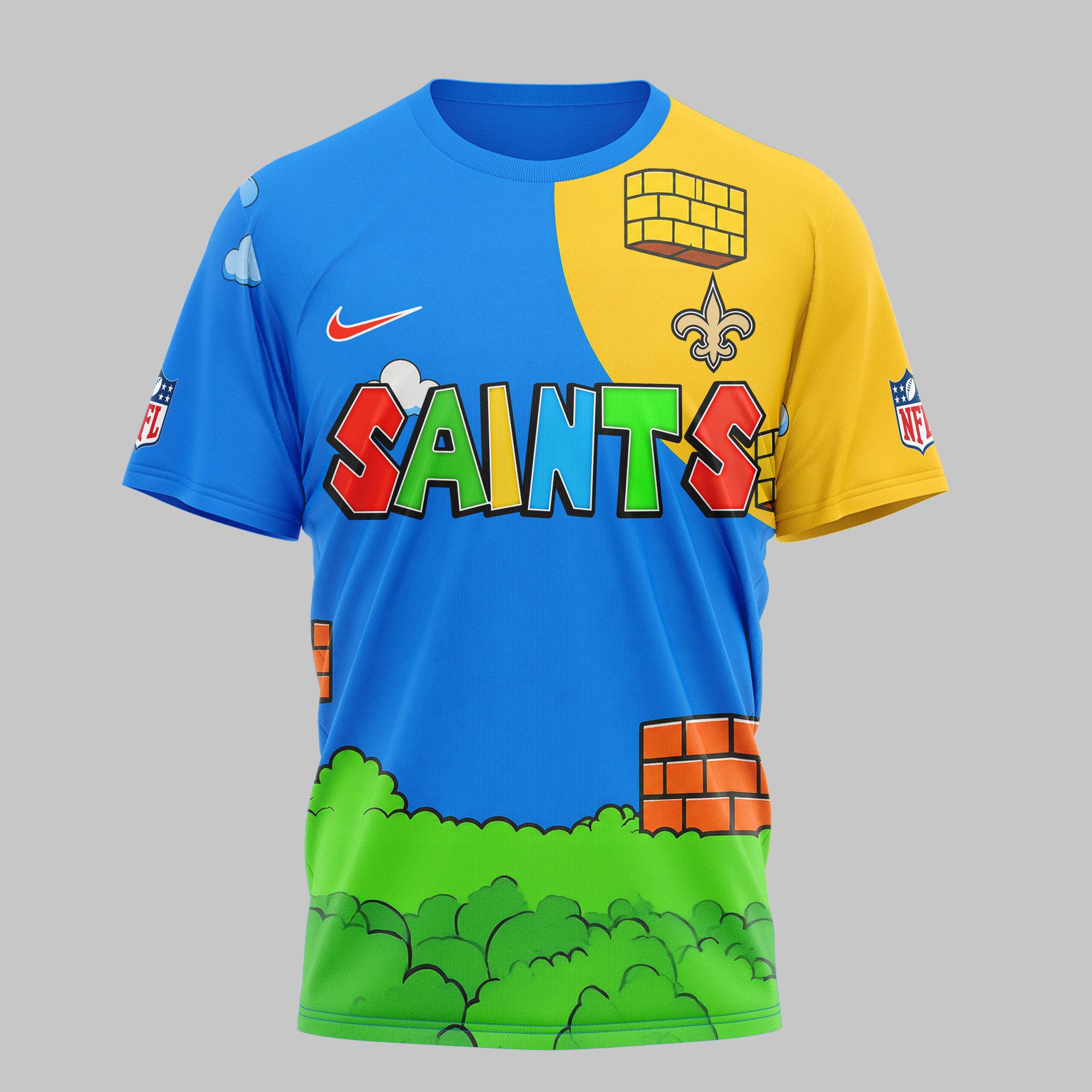 New Orleans Saints | Premium NFL Its a Me Mario 3D Shirt - Image 4