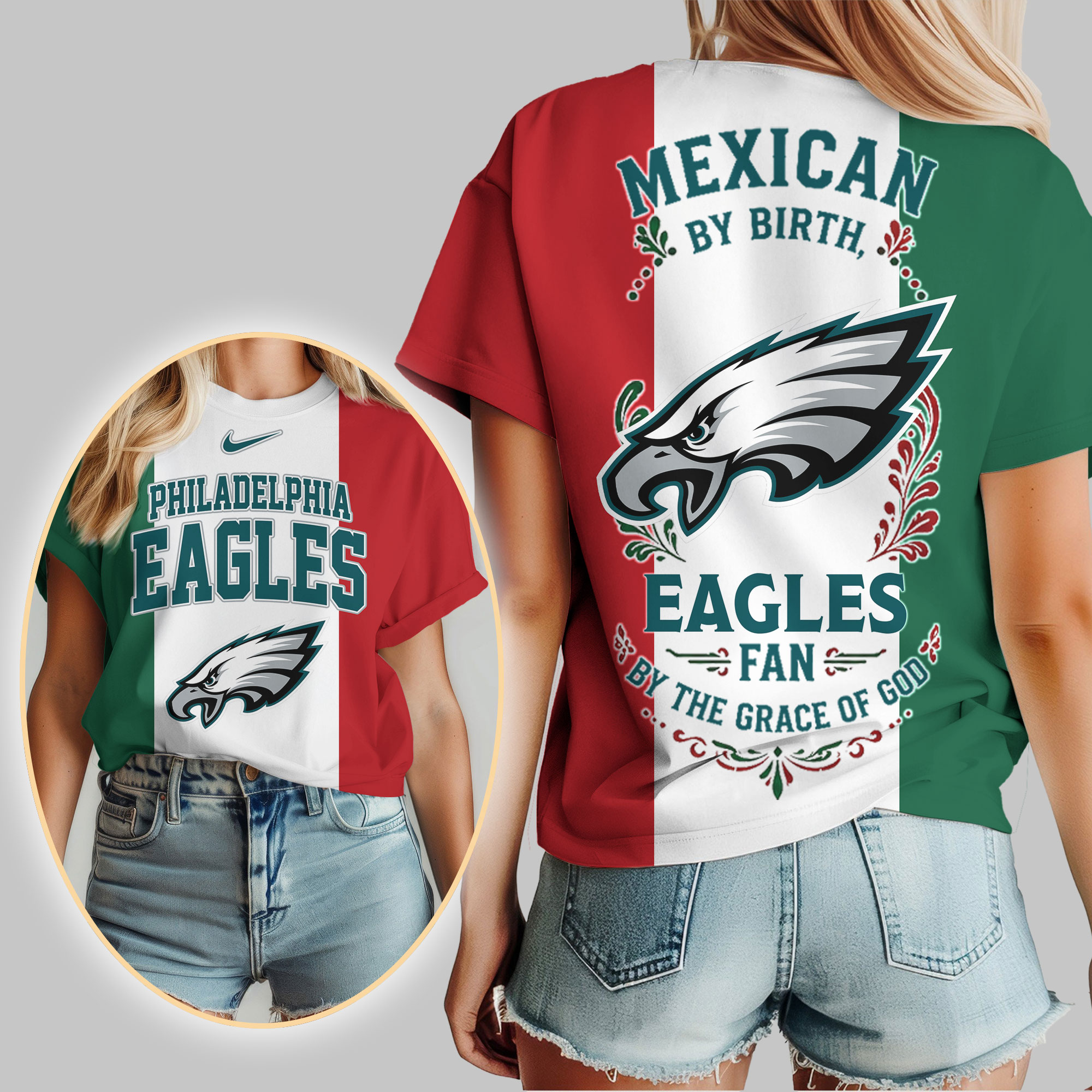 Philadelphia Eagles | Premium NFL Mexican By Birth Women Shirt - Image 2