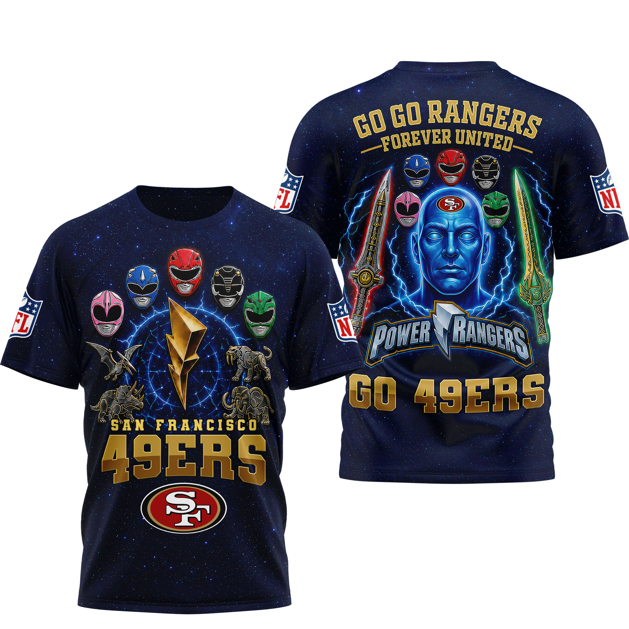 San Francisco 49ers | Premium NFL Go Go Rangers 3D Shirt - Image 2