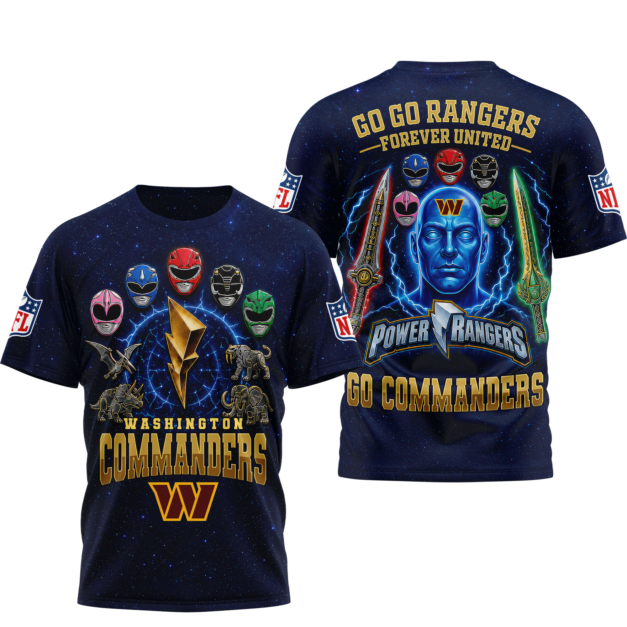 Washington Commanders | Premium NFL Go Go Rangers 3D Shirt - Image 2