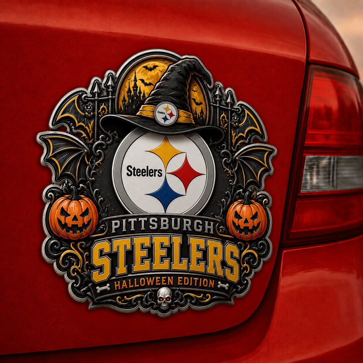 Pittsburgh Steelers | Premium NFL Halloween Edition Car Namge Badge - Image 2