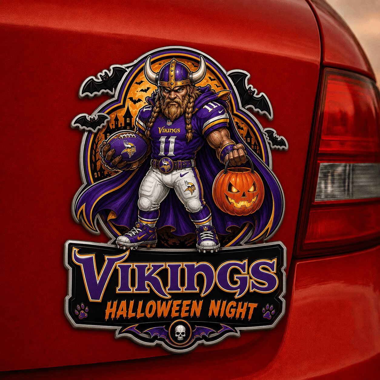 Minnesota Vikings | Premium NFL Halloween Edition Car Namge Badge - Image 2