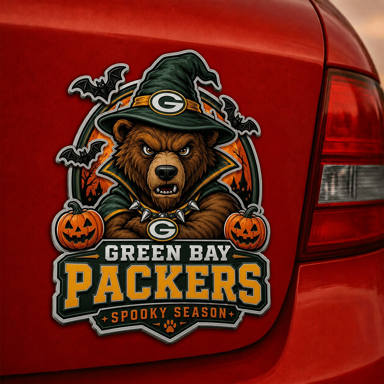 Green Bay Packers | Premium NFL Halloween Edition Car Namge Badge - Image 3