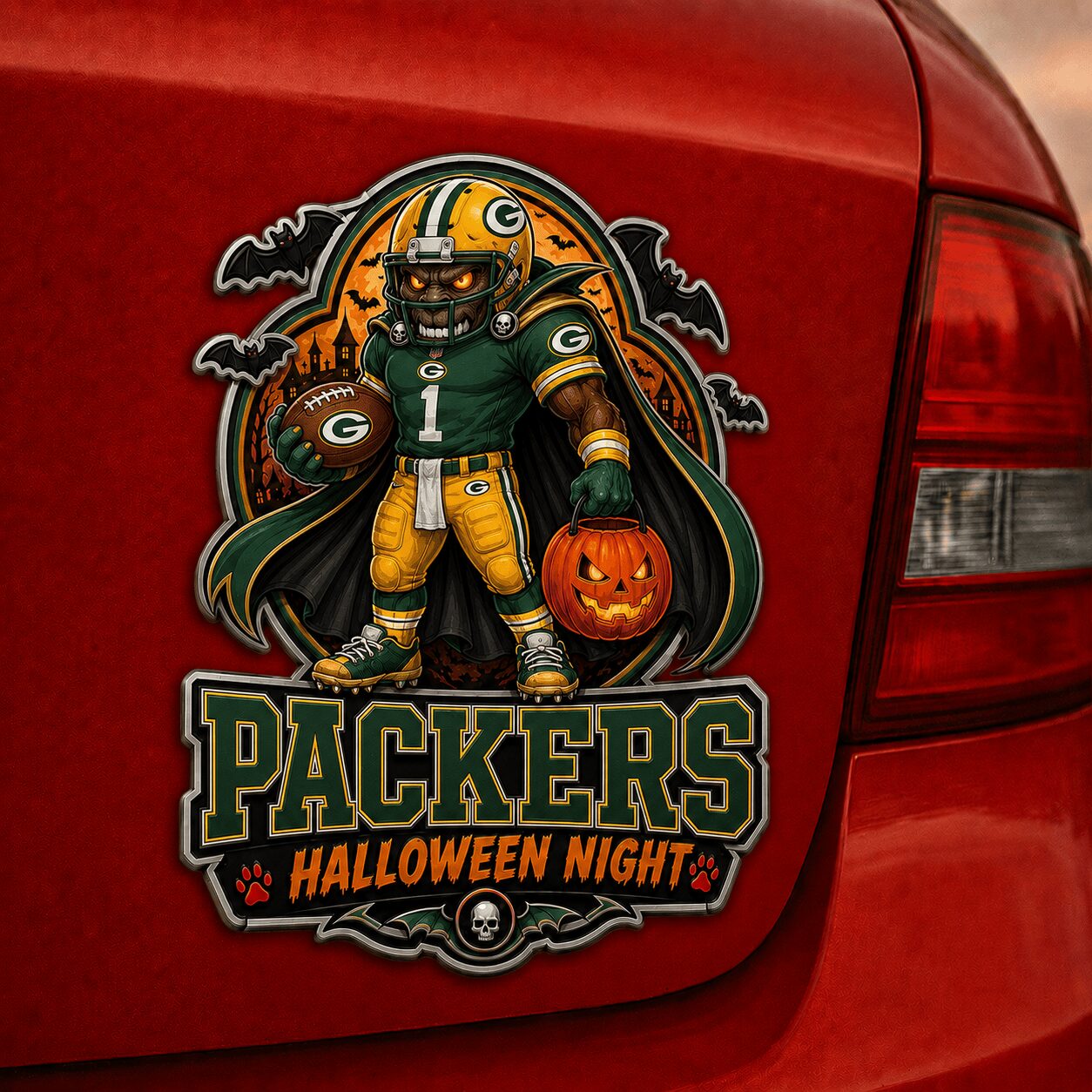 Green Bay Packers | Premium NFL Halloween Edition Car Namge Badge - Image 4