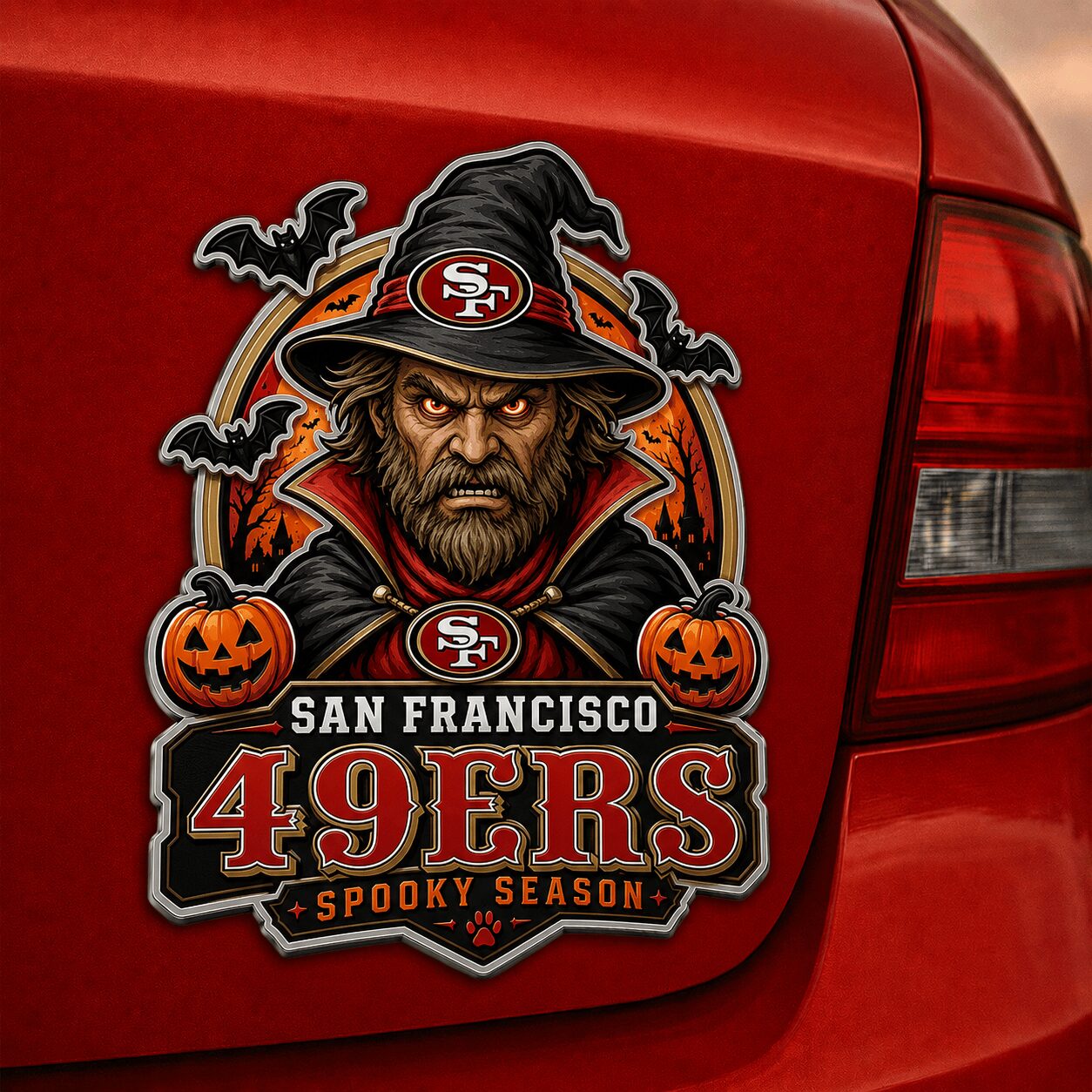 San Francisco 49ers | Premium NFL Halloween Edition Car Namge Badge - Image 3