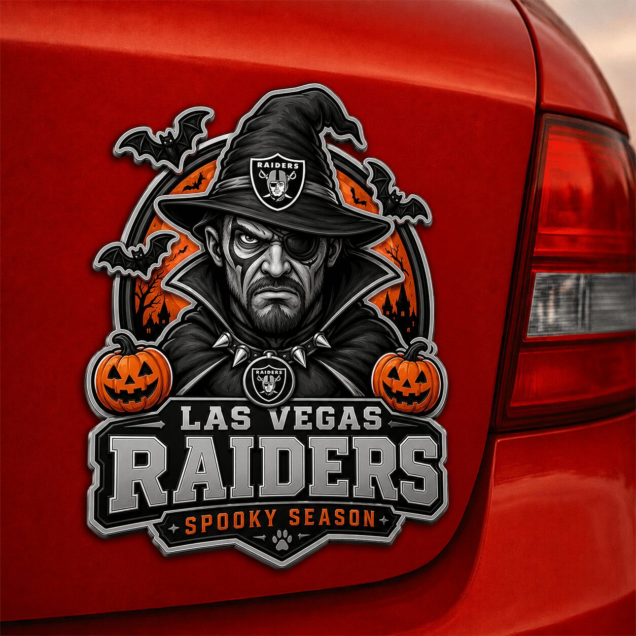 Las Vegas Raiders | Premium NFL Halloween Edition Car Namge Badge - Image 3