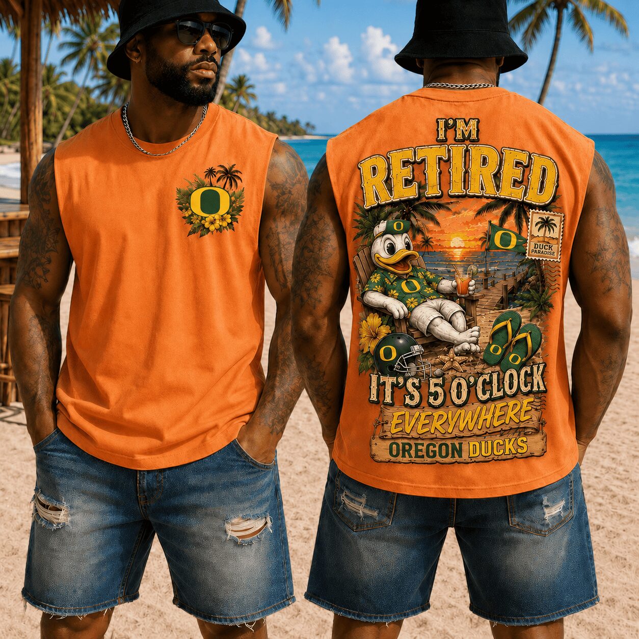 Oregon Ducks | Premium NCAA Retired In Paradise Tank Top Shirt - Image 3