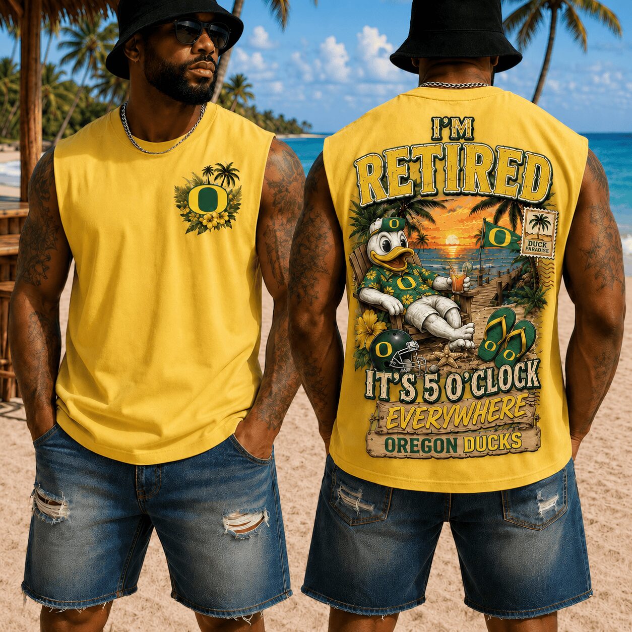 Oregon Ducks | Premium NCAA Retired In Paradise Tank Top Shirt - Image 4