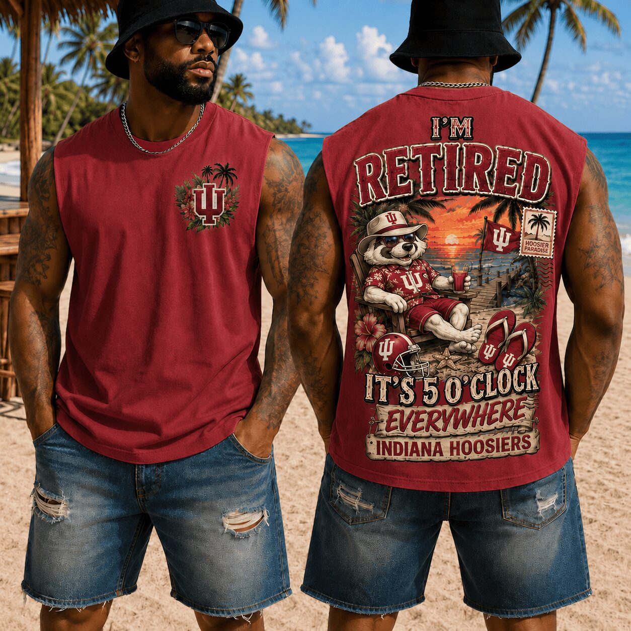Indiana Hoosiers | Premium NCAA Retired In Paradise Tank Top Shirt - Image 2