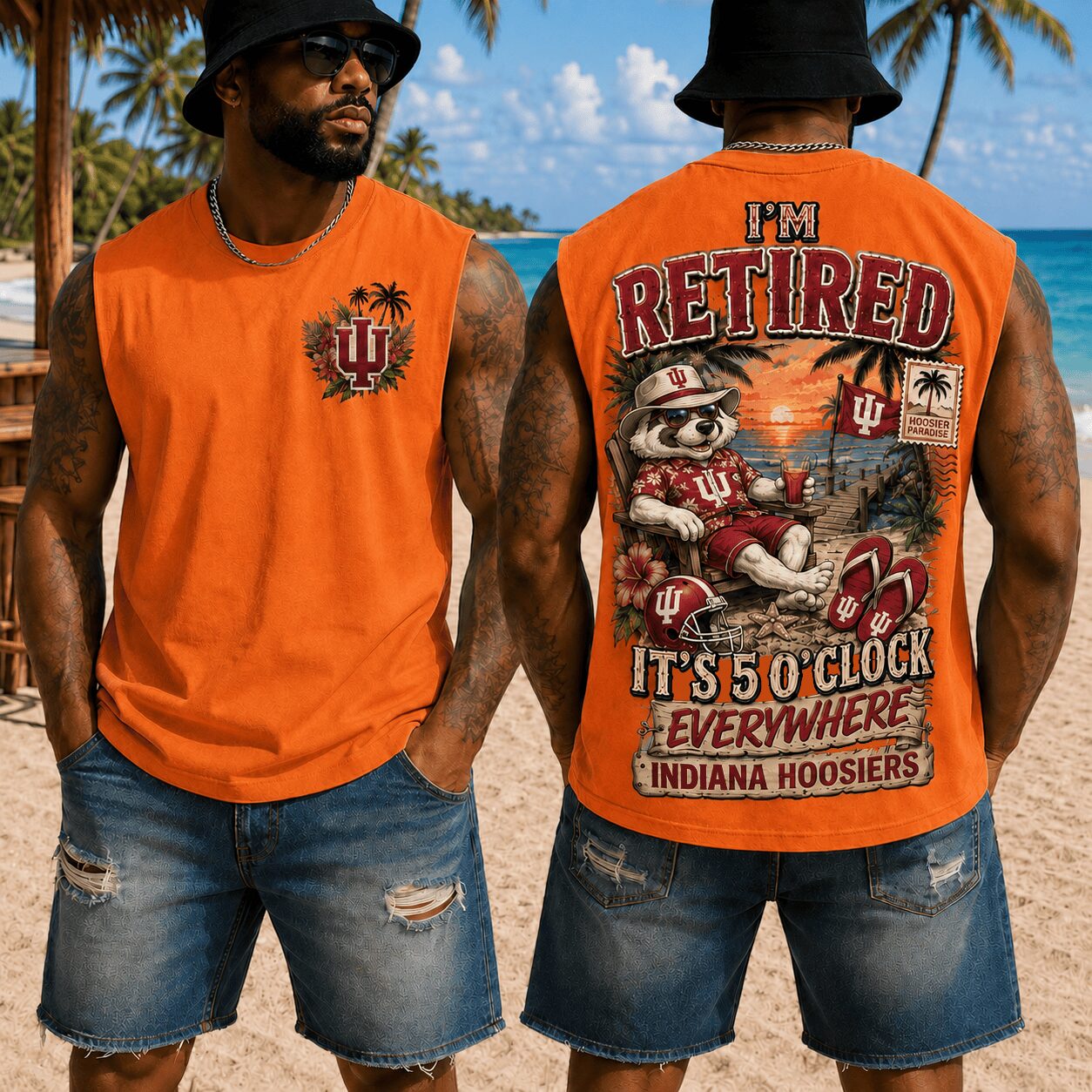 Indiana Hoosiers | Premium NCAA Retired In Paradise Tank Top Shirt - Image 3
