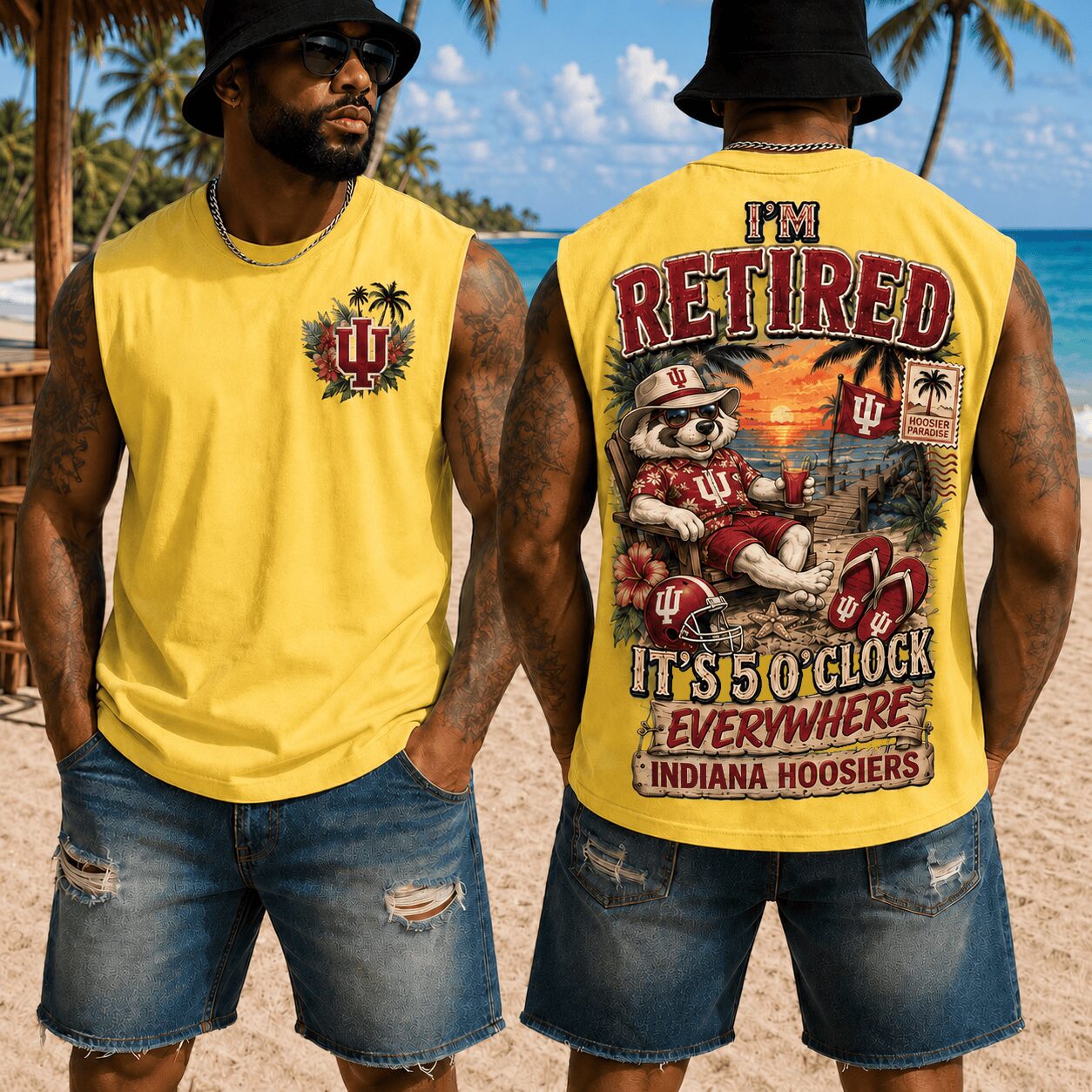 Indiana Hoosiers | Premium NCAA Retired In Paradise Tank Top Shirt - Image 4