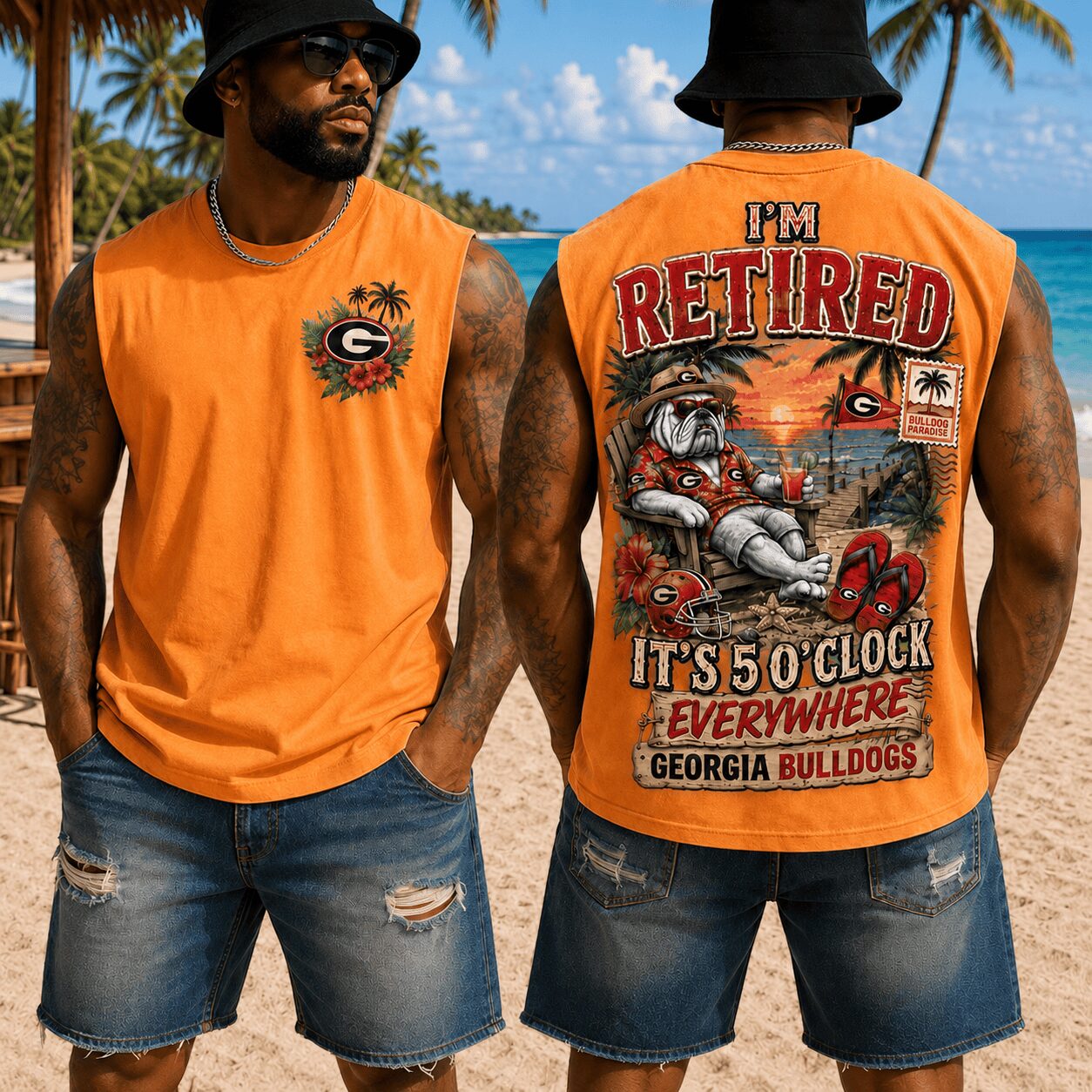 Georgia Bulldogs | Premium NCAA Retired In Paradise Tank Top Shirt - Image 2