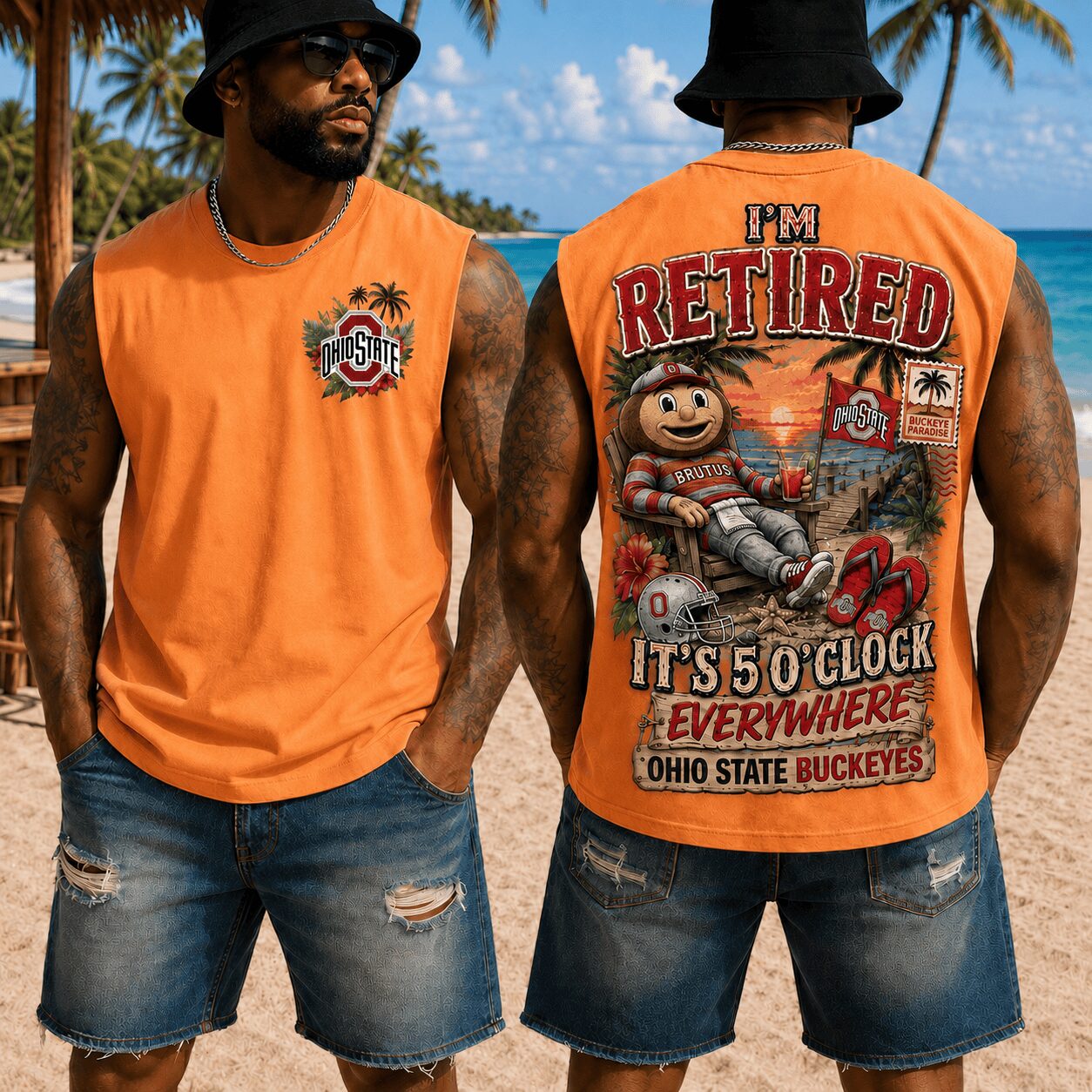 Ohio State Buckeyes | Premium NCAA Retired In Paradise Tank Top Shirt - Image 2