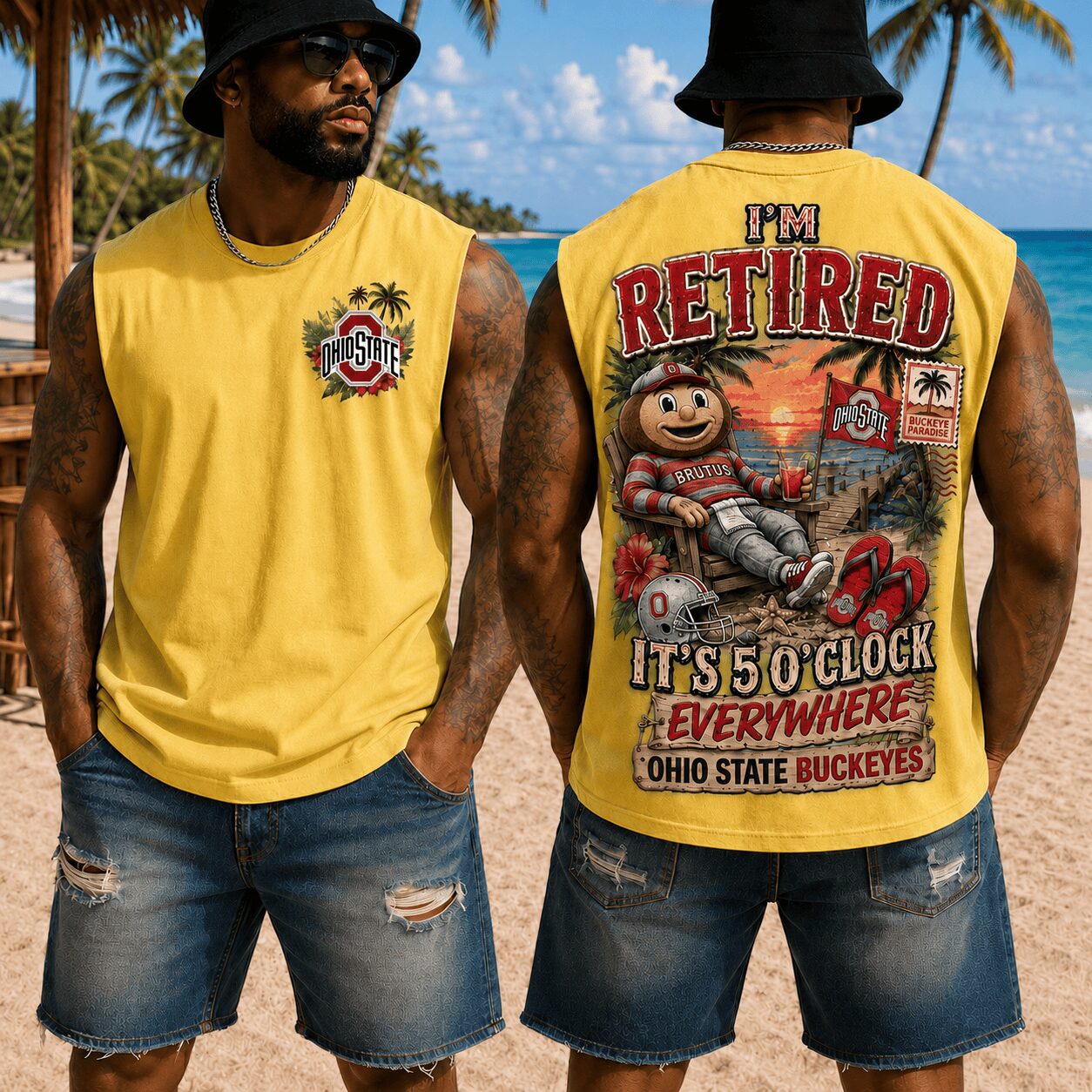 Ohio State Buckeyes | Premium NCAA Retired In Paradise Tank Top Shirt - Image 4