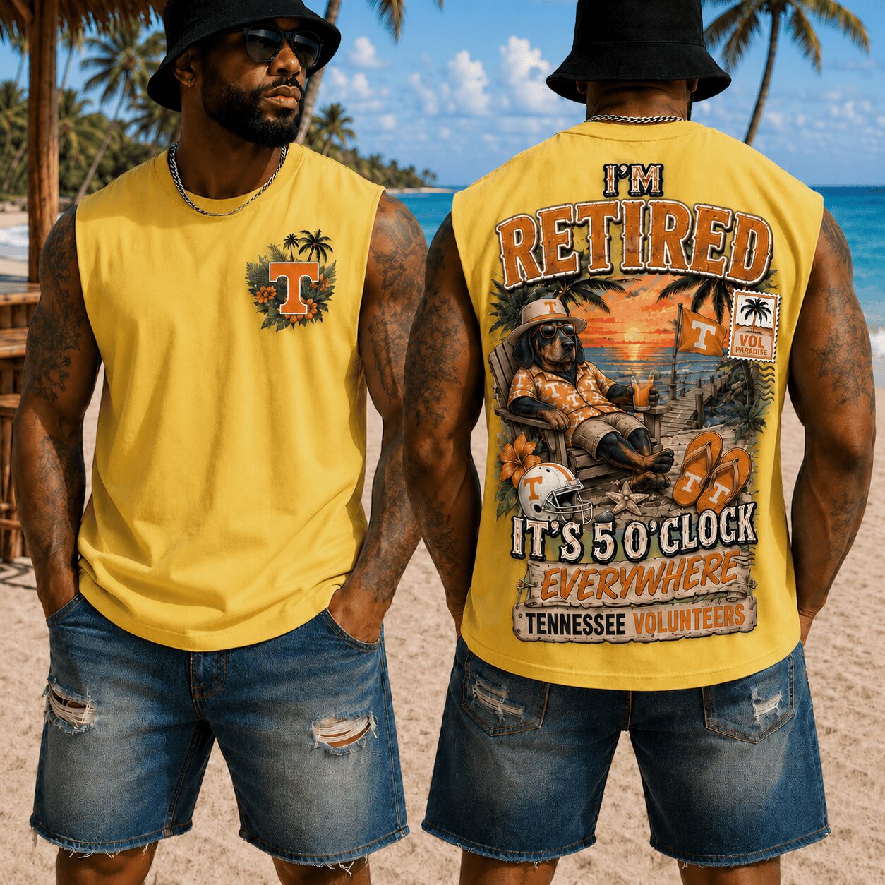 Tennessee Volunteers | Premium NCAA Retired In Paradise Tank Top Shirt - Image 3
