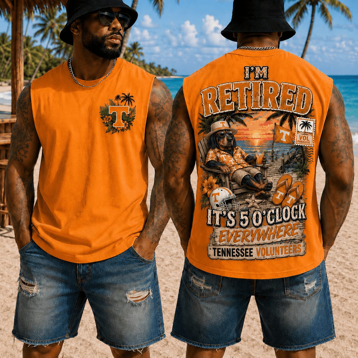 Tennessee Volunteers | Premium NCAA Retired In Paradise Tank Top Shirt - Image 2