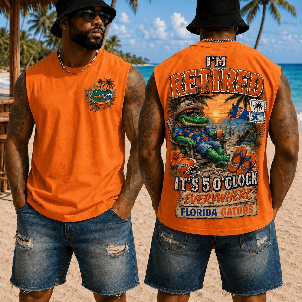 Florida Gators | Premium NCAA Retired In Paradise Tank Top Shirt - Image 3