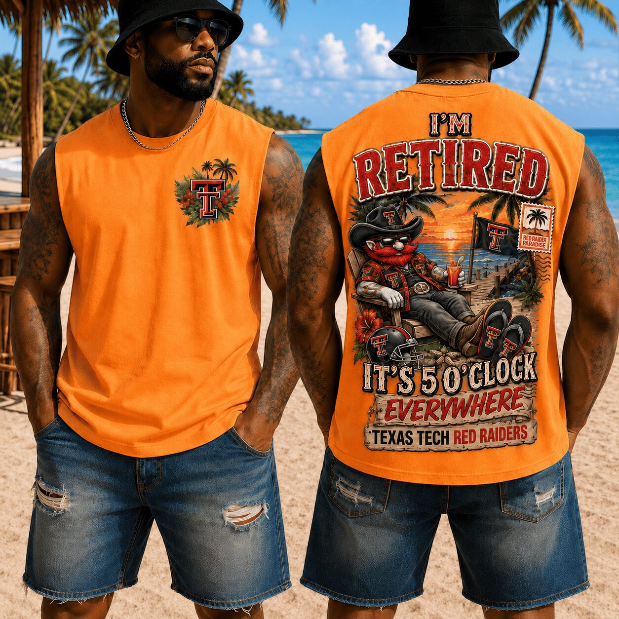 Texas Tech Red Raiders | Premium NCAA Retired In Paradise Tank Top Shirt - Image 2