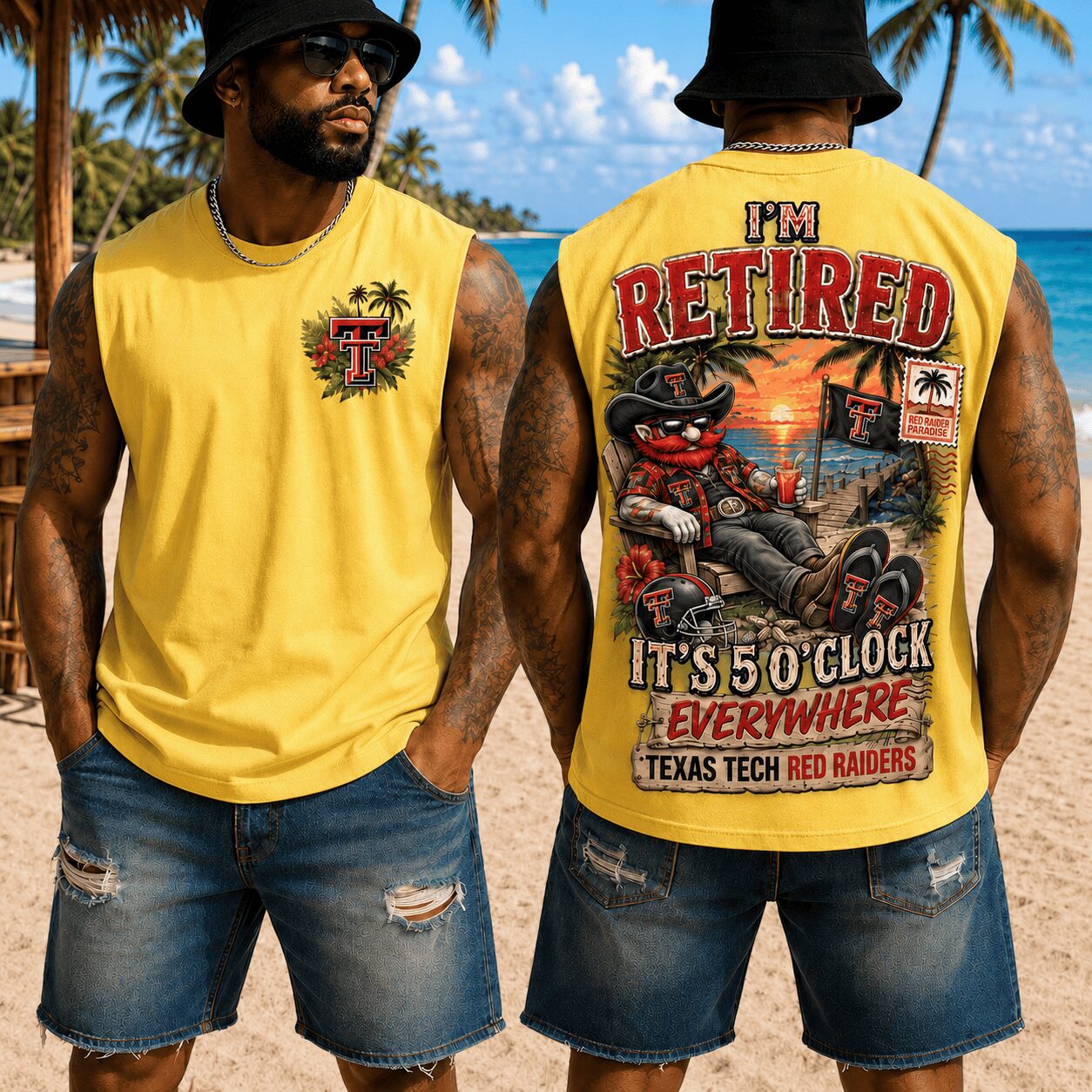 Texas Tech Red Raiders | Premium NCAA Retired In Paradise Tank Top Shirt - Image 4