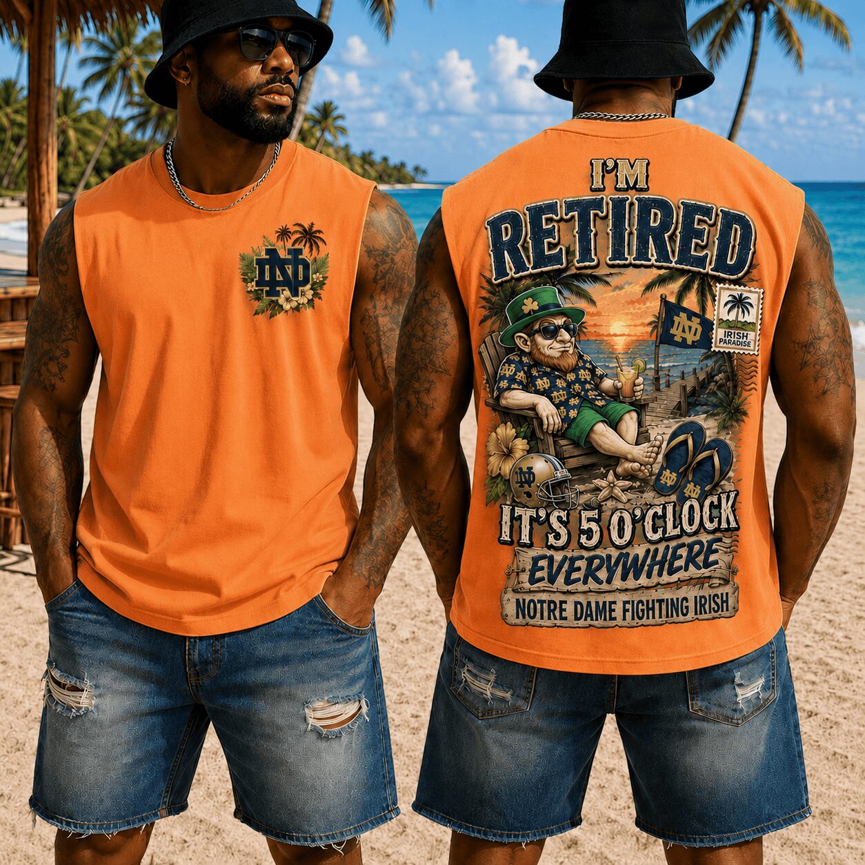 Notre Dame Fighting Irish | Premium NCAA Retired In Paradise Tank Top Shirt - Image 3
