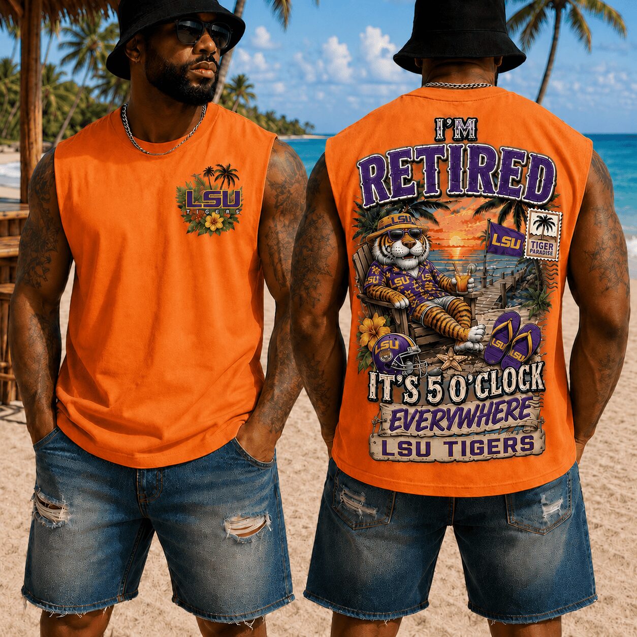 LSU Tigers | Premium NCAA Retired In Paradise Tank Top Shirt - Image 2