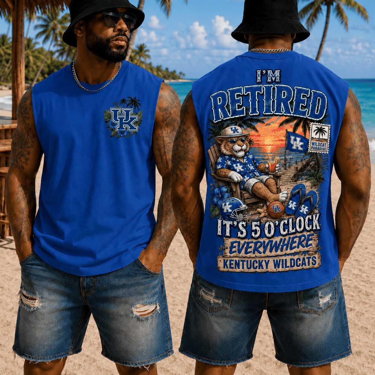 Kentucky Wildcats | Premium NCAA Retired In Paradise Tank Top Shirt - Image 3