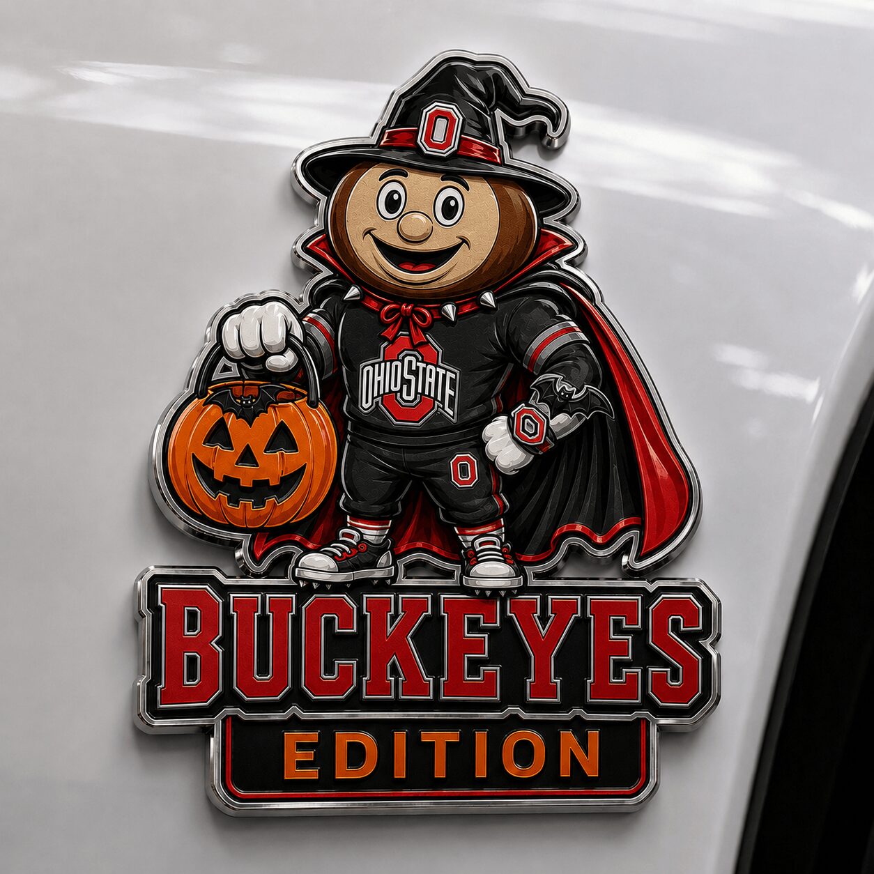 Ohio State Buckeyes | Premium NCAA Halloween Edition Car Namge Badge - Image 2