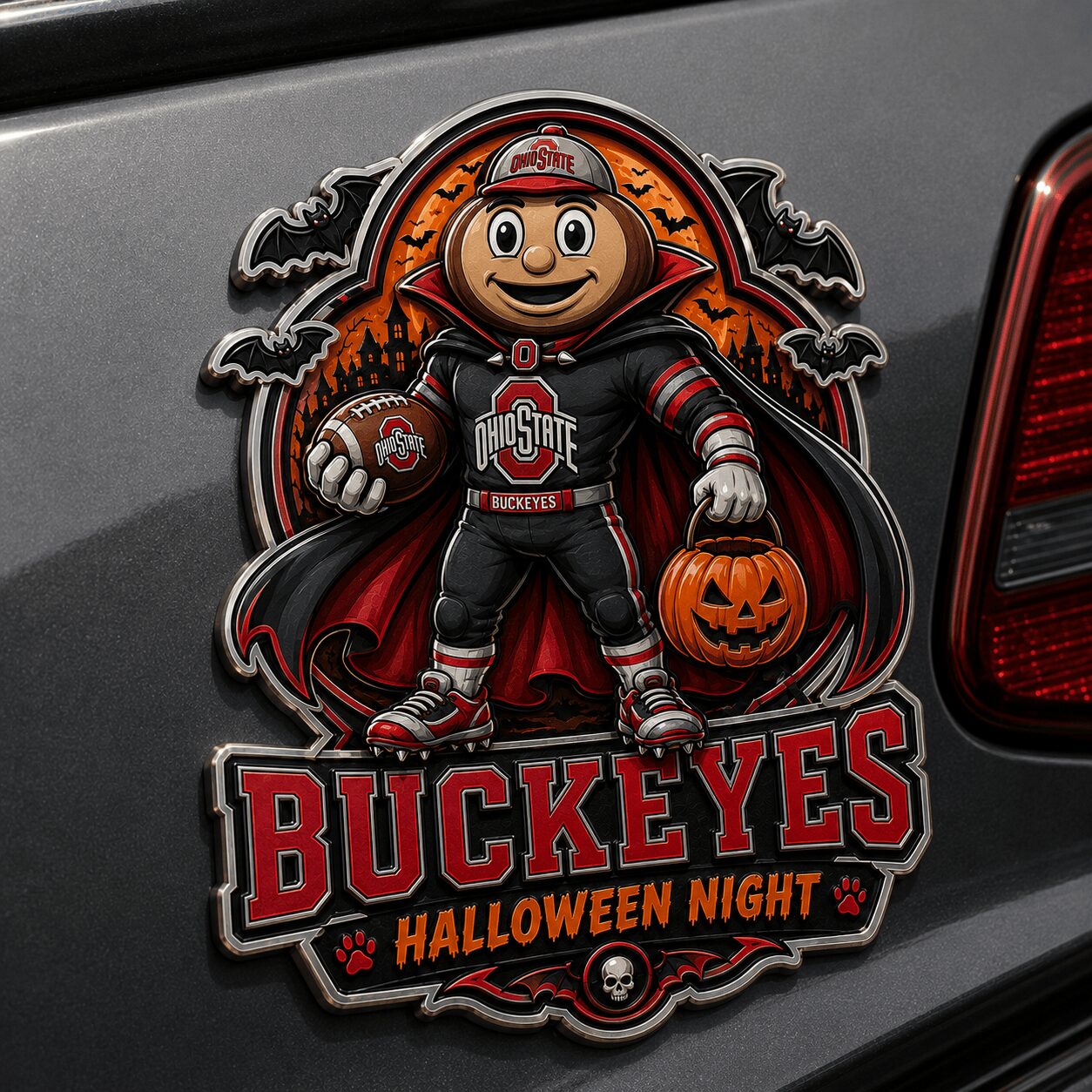 Ohio State Buckeyes | Premium NCAA Halloween Edition Car Namge Badge - Image 3