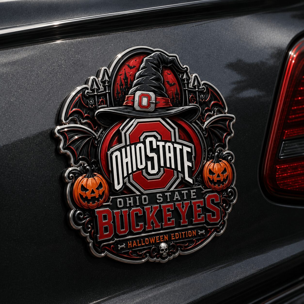Ohio State Buckeyes | Premium NCAA Halloween Edition Car Namge Badge - Image 4