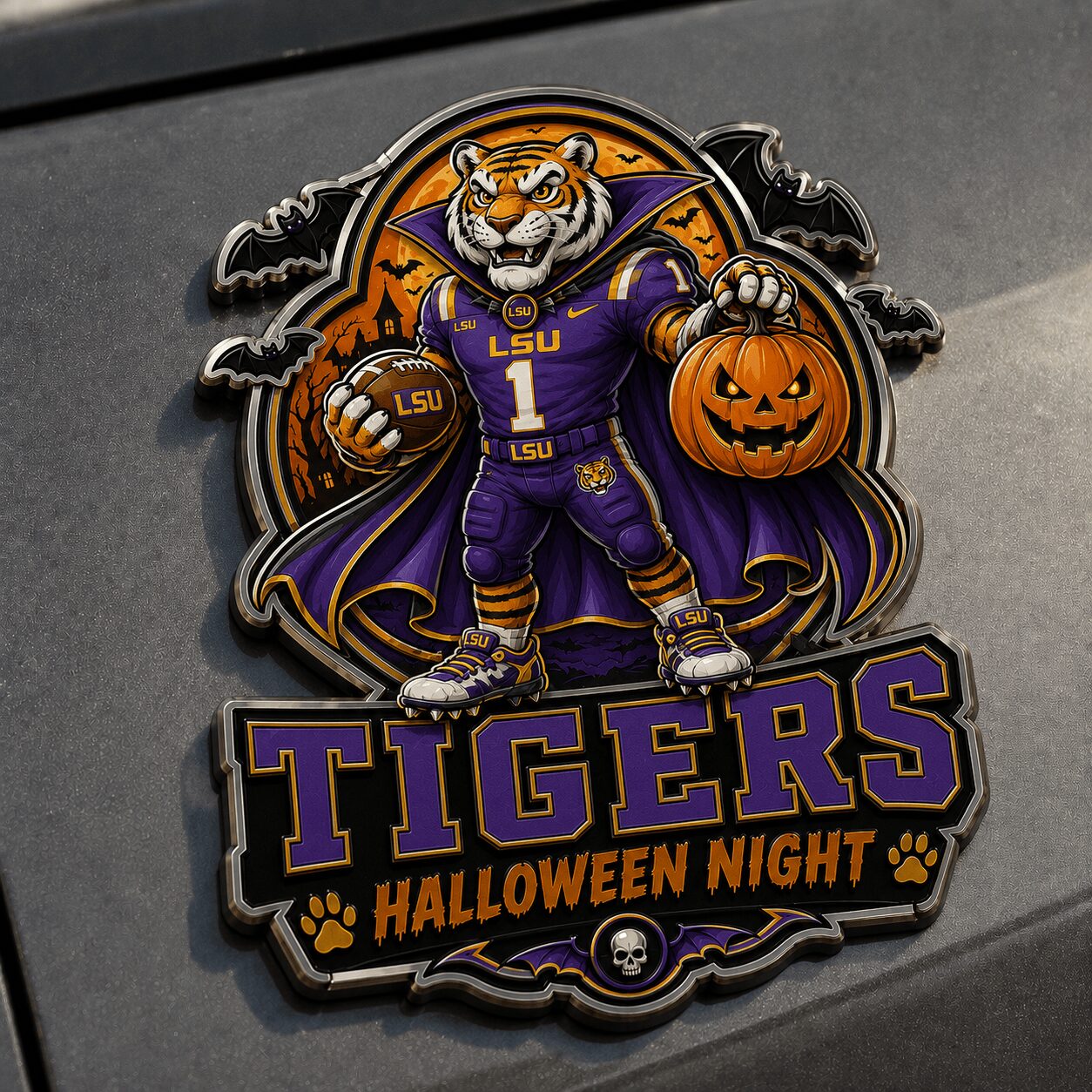 LSU Tigers | Premium NCAA Halloween Edition Car Namge Badge - Image 4