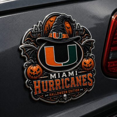 Miami Hurricanes | Premium NCAA Halloween Edition Car Namge Badge