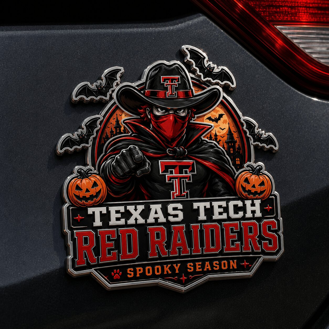 Texas Tech Red Raiders | Premium NCAA Halloween Edition Car Namge Badge - Image 2
