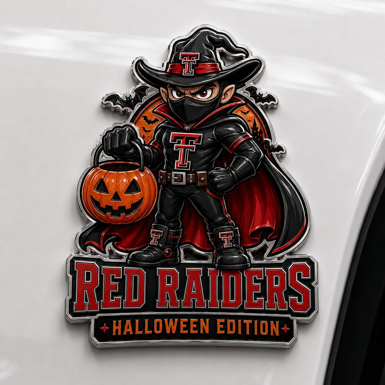Texas Tech Red Raiders | Premium NCAA Halloween Edition Car Namge Badge - Image 3