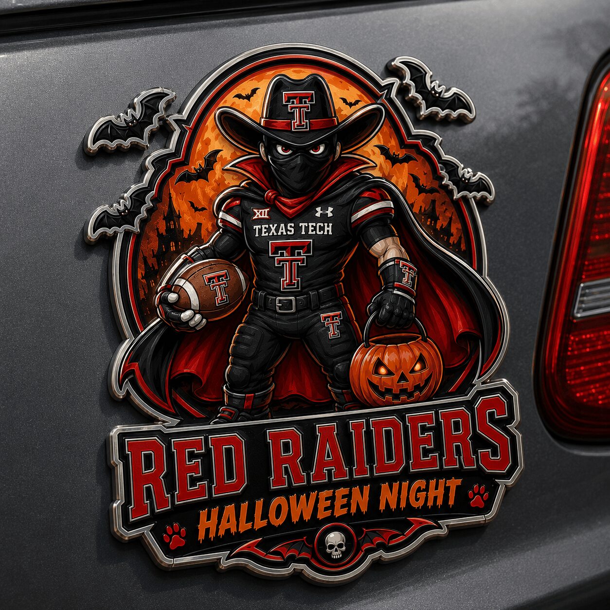 Texas Tech Red Raiders | Premium NCAA Halloween Edition Car Namge Badge - Image 4