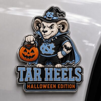 Alternative view of North Carolina Tar Heels | Premium NCAA Halloween Edition Car Namge Badge