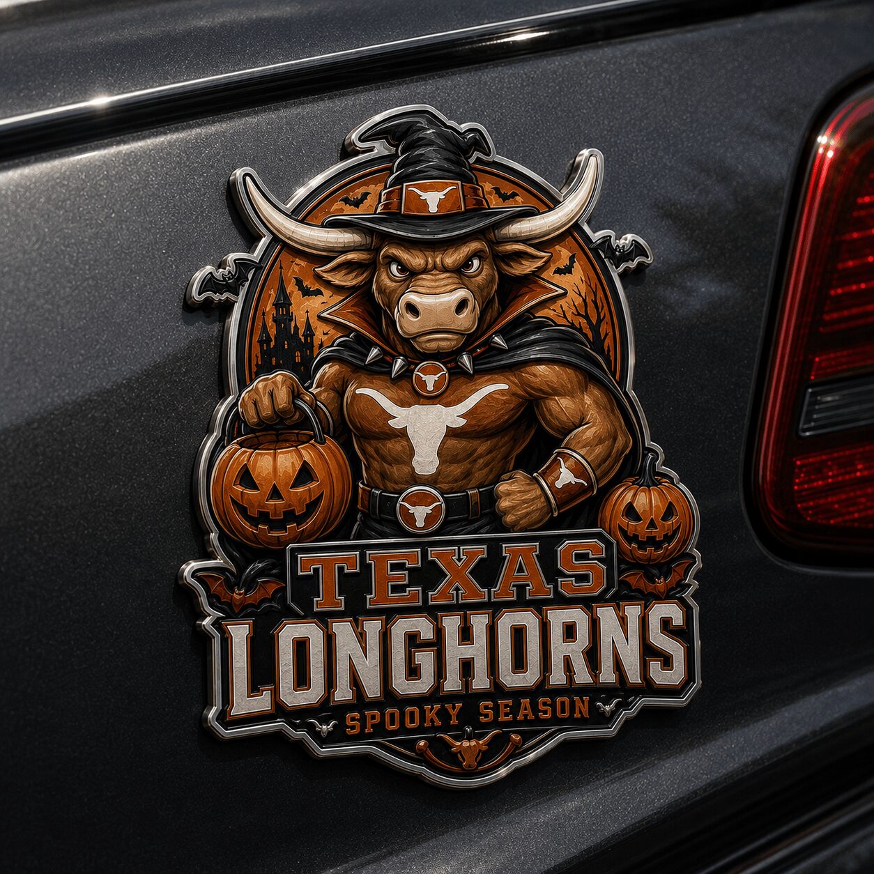 Texas Longhorns | Premium NCAA Halloween Edition Car Namge Badge - Image 2