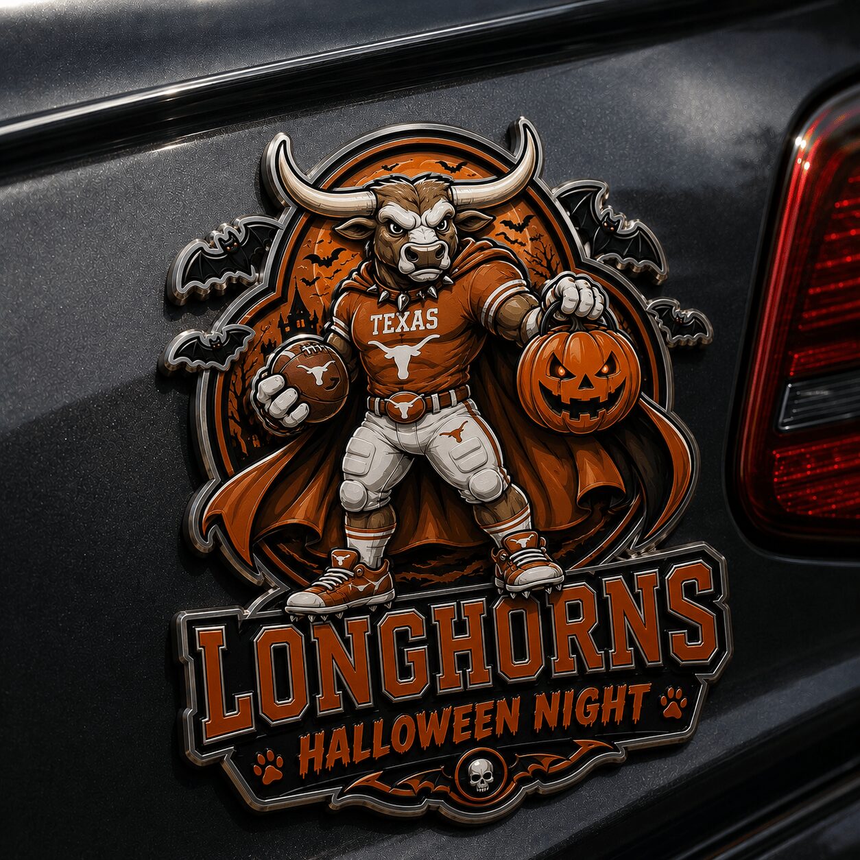 Texas Longhorns | Premium NCAA Halloween Edition Car Namge Badge - Image 3