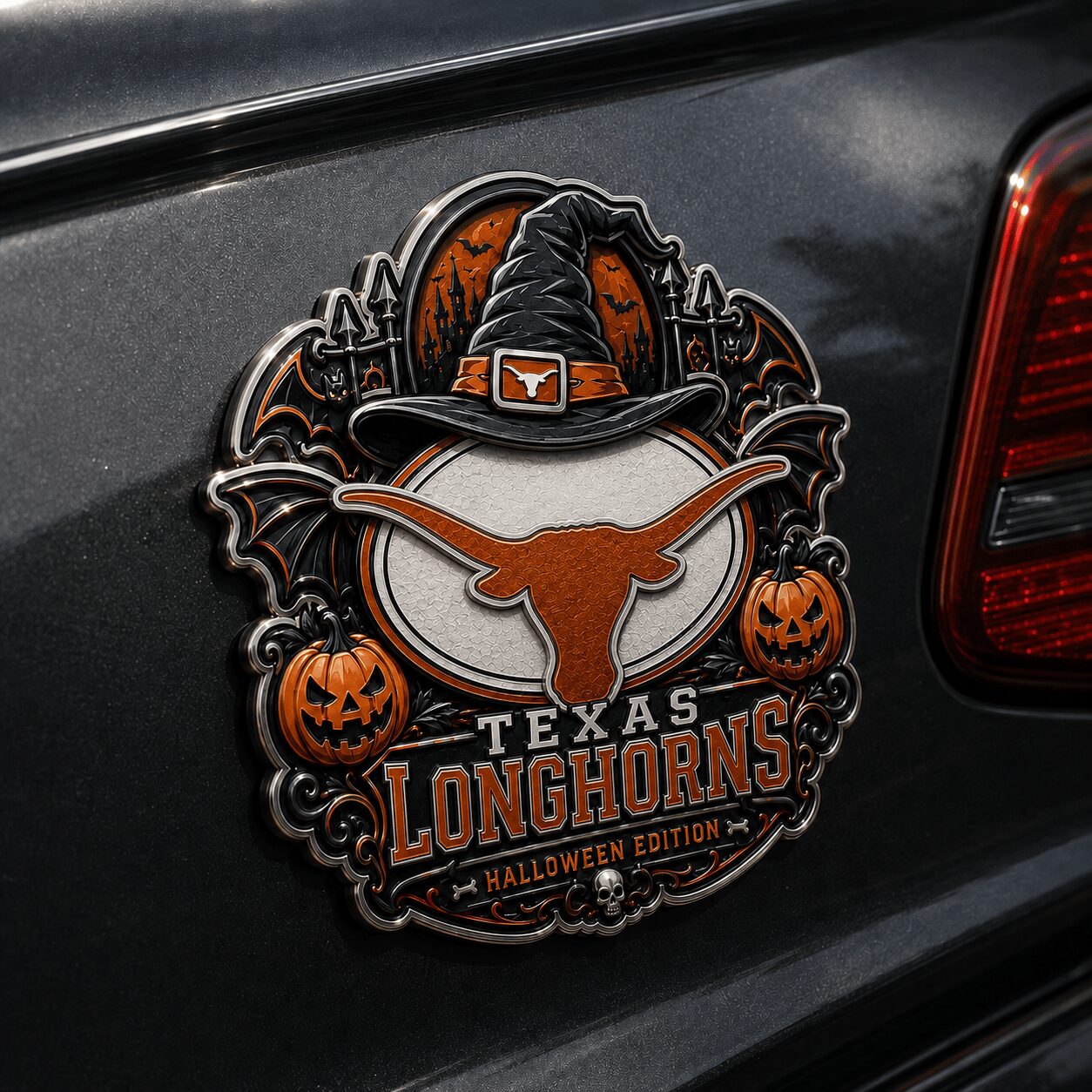 Texas Longhorns | Premium NCAA Halloween Edition Car Namge Badge - Image 4