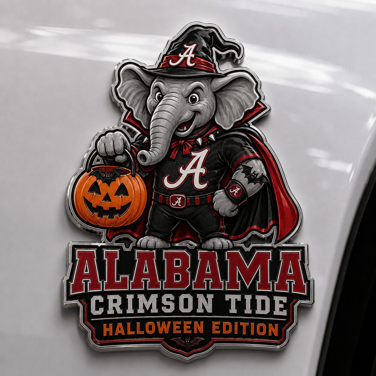 Alabama Crimson Tide | Premium NCAA Halloween Edition Car Namge Badge - Image 2
