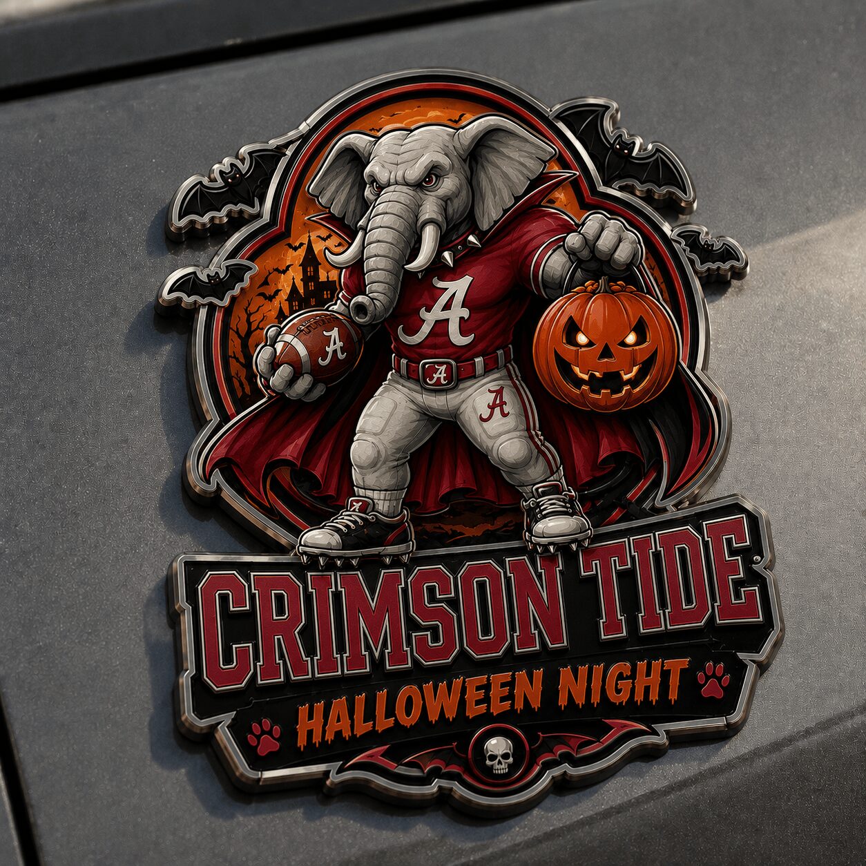 Alabama Crimson Tide | Premium NCAA Halloween Edition Car Namge Badge - Image 4